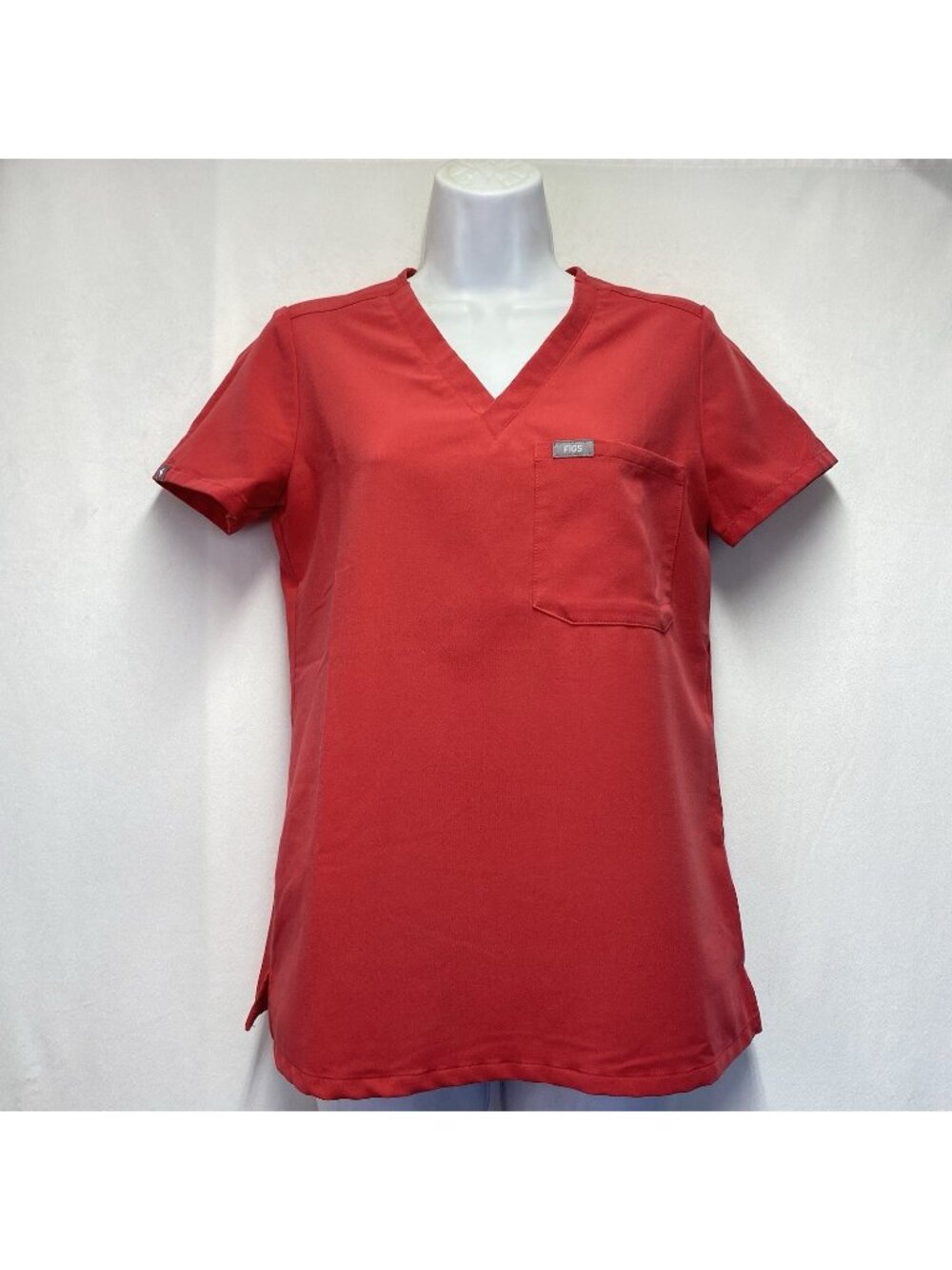 Figs Technical Collection Catarina One Pocket Scrub Top Women Size XXS Coral Red
